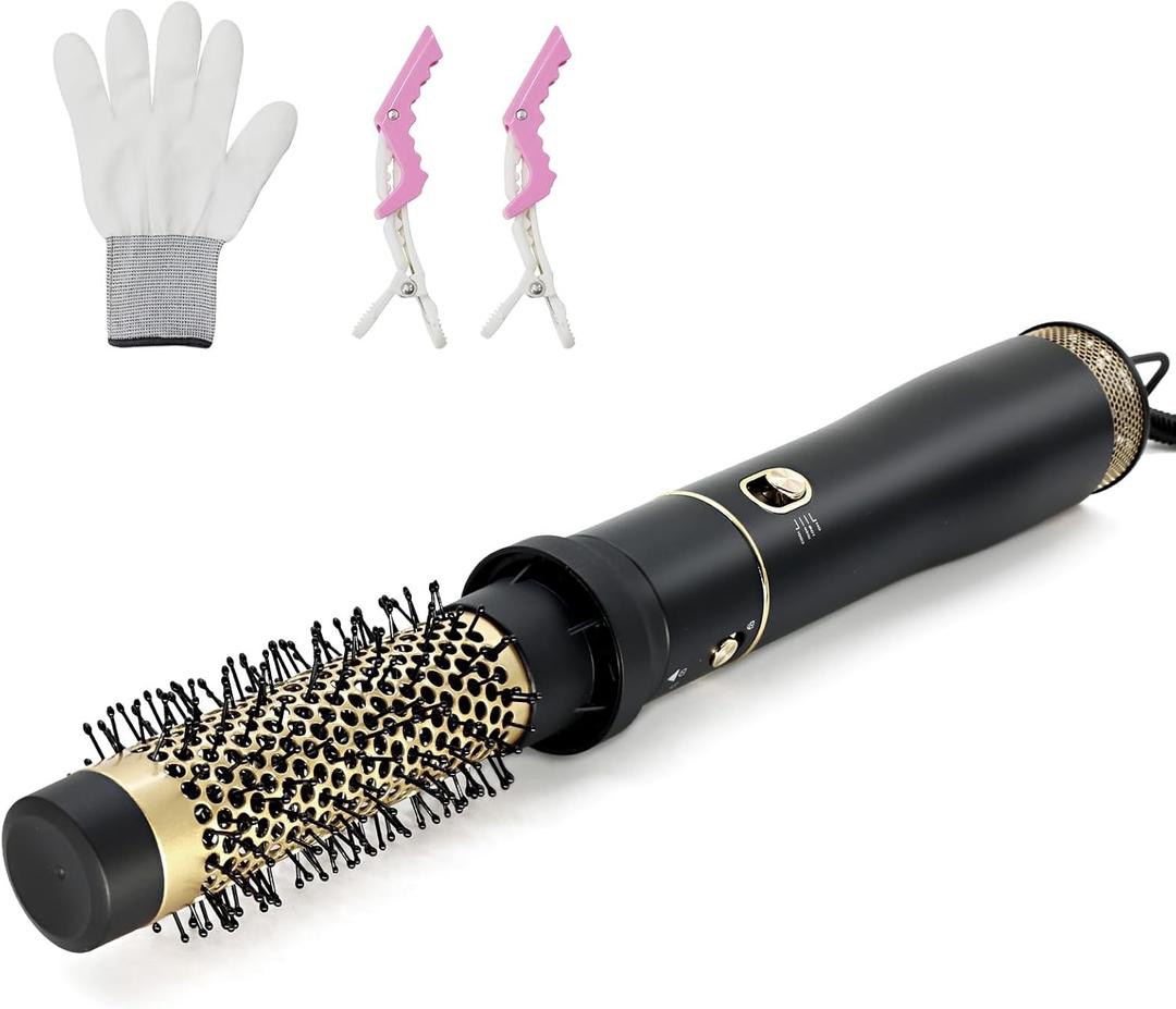 Round Hair Blow Dryer Brush - 1.2 Inch Ceramic Barrel Hair Dryer Brush for Short/Middle Hair, One Step Hair Drying, Volumizing, Straightening and Styling(Yellow-Black, 1.2 Inch)