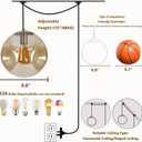 9.8inch Plug-in Globe Pendant Light, Amber Gradient Glass Ceiling Hanging Light Fixture Adjustable Height, Mid Century Pendant Lights E26 Socket for Kitchen Island, Dining Room, Entryway