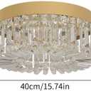 VETRULUS Crystal Chandelier 16Inch Gold Semi Flush Mount Ceiling Light Fixture Modern Chandeliers for Kitchen Dining Room Hallway Bedroom