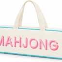 Mahjong Rack Storage Bag for 4 Racks, 4-Compartment Travel Case, Beige, One Size