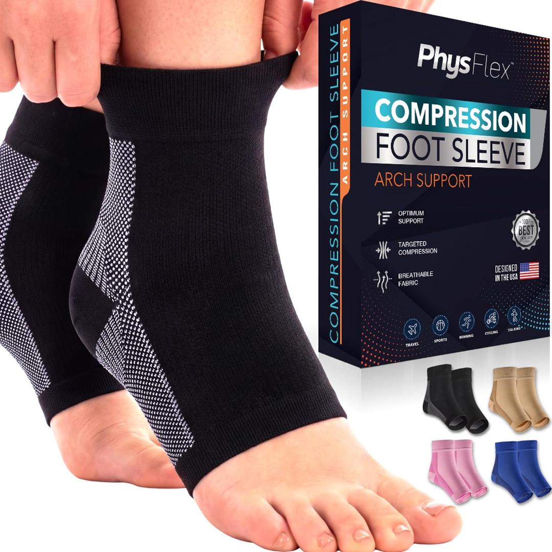 Ankle Brace for Women & Men - Compression Socks 20-30mmHg, Achilles Tendonitis, Plantar Fasciitis Relief, Sprained Ankle, Heel Spurs, Foot Swelling & Fatigue, Arch Support (1 Pair), L