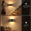 Motion Sensor Rechargeable Wall Lights Wireless Wall Sconces with Remote Control Dimmable Up and Down Wall Lamp Battery Powered Led Wall Mounted Light for Living Room Bedrooms 2 Pack
