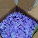 Artificial Hydrangea Flowers Arrangement in Wood Planter, 4PCS Fake Purple Flowers in Wooden Vase Potted Floral Centerpieces for Tables Living Room Home Office Room Shelf Kitchen Decor