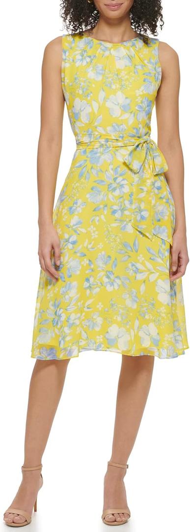 Jessica Howard Women's Floral Chiffon Fit & Flare Midi Dress, 16