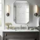 ANDY STAR Scalloped Bathroom Mirror, 24x36 Inch Brushed Nickel Rectangle Mirror, Silver Bathroom Vanity Mirror, Silver Framed Mirror in Anti-Rust Stainless Steel Metal, Thin Frame Deep 1