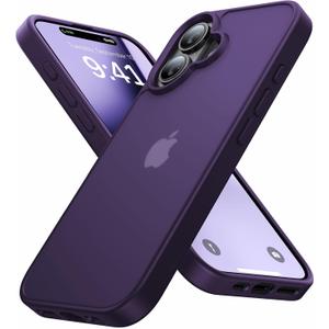 For iPhone 16 Case [16FT Military Grade Shockproof], Anti-Slip Anti-Scratch, Slim Translucent Frosted Matte Protective Cover, i Phone 16 Phone Case 6.1", Purple