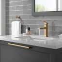 Delta Velum Brushed Gold Bathroom Faucet 1 Hole, Single Hole Bathroom Sink Faucet for Vanity, Metal Push-Pop Drain Assembly, Champagne Bronze 537-CZMPU-DST