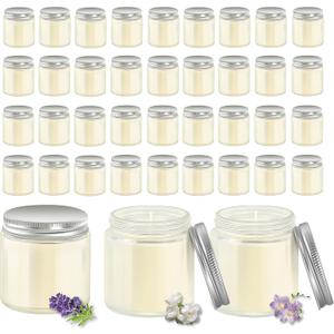 ACITHGL 36 Pcs 4oz Mini Mason Jar Candles Small Scented Candles Bulk Aromatherapy Ideal Souvenir Favors for Wedding Birthday Party (Freesia, Lavender, Jasmine, Silver)