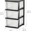 IRIS USA Plastic Drawer Storage Organizer, 3-Drawers, 2-Pack, for Classroom Art Craft Supplies, Bathroom Bedroom, Laundry Room, Black/Clear