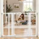 Clear Acrylic Dog Gate size: 40"H x 42.5"W Wide Indoor White Extra-Tall,Clear Acrylic Panel,Double-Lock,Pressure/Hardware Mount,Wall Cups,Ideal for Pet Stairs,Doorways,Hallways,Kitchen