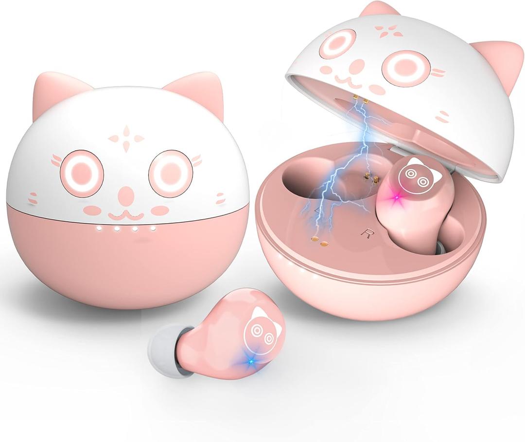 Bluetooth Kids Earbuds, Pink Wireless Earbuds for Girls and School Classroom Earpods Small Ears Headphone Earphones earpods in-Ear Headset Suitable to use with Microphone.