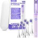 Metal Electric Toothbrush with UV Mode, Vibration and Oscillation Electric Toothbrush for Adults, 6 Brush Heads & Travel Case & Dust Cover, 5 Modes & Built in Timer, One Charge Last 120 DayRose