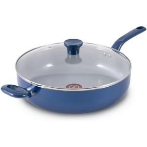 Easy Care Ceramic Non-Stick, 5 Quart Jumbo Cooker With Lid, Blue, Thermo-Spot Technology, Effortless Cooking And Easy Cleanup, Ceramic Nonstick Interior