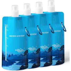 Membrane Solutions Collapsible Water Bottle 23oz, Foldable Pouch Water Bottle with Carabiner, BPA-Free, Leakproof for Traveling Camping Hiking Cycling Yoga Sports Outdoor Essentials
