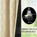 ZJDECOR Beige Full Blackout Window Curtain Panels with Gold Geometric Metallic Moroccan Print,Modern Room Darkening Light Blocking Drapes,Grommet Window Treatment for Bedroom,52" Wx84 L(Pack of 2)