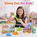 6 Pack Dinosaur Slime Kit for Kids, DIY Slimes Sets Colorful Sensory Toys Non-Sticky Stress Relief Party Favors Birthday Gifts for Boys Girls