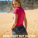 BAMBOO COOL Women's Skin-Tight Soft T-Shirts Short Sleeve Slim Fit Tops for Women Cute Basic Tees (Pink, M)