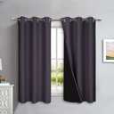 NICETOWN 100% Blackout Short Curtains with Black Liners, 2 Panels, 37" W by 40" L, Greyish Purple, Thermal Insulated Full Blackout 2-Layer Lined Drapes, Energy Efficiency Window Drapes for Bedroom