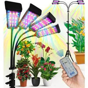 Everlasting Comfort Grow Lights for Indoor Plants Full Spectrum - Plant Lights for Indoor Growing (4 Lamps), 3-18 Hour Timer, Adjustable 62" Tripod, LED Grow Lights, Plant Light for Seed Starting