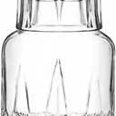 Bedside Night Water Carafe Set with Glass, Clear Nightstand Carafe for Bedroom and Guest Room, Glass Mouthwash Decanter for Bathroom (18.5 OZ)