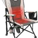 REALEAD Heated Camping Chair - Fully Padded Camp Chairs for Outdoor Sports - Adjustable Heavy Duty Folding Chairs Supports 400 lbs (Grey)