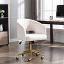 Eifizek Velvet Office Desk Chair, Modern Home Desk Chair with Wheels & Gold Base, Swivel Vanity Chair for Bedroom, Office, Living Room Vanity Study (Ivory), 19.3 inches x 23.6 inches x 35.4 inches