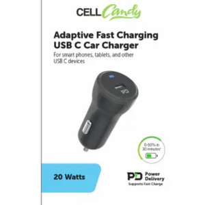 Cell Candy Adaptive Fast Charging USB C Car Charger 20W