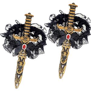 2 PCS Pirate Swords with Lace Bow, Pirate Dagger Sword Toy with Holster Thigh Garter for Women for Cosplay Dress Up