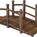 5FT Wooden Garden Bridge Arch Stained Finish Footbridge Decorative Backyard Bridge with Double Safety Railings Outdoor Lawn Pond Bridge Walkway for Garden Yard Patio Courtyard Farm Stream Creek