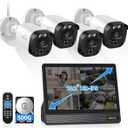 OOSSXX (Full HD 5MP Definition & 122° Ultra Wide-Angle) Wired Security Camera System with Monitor Outdoor Home Surveillance Cameras CCTV Camera Security System Outside Video Equipment Indoor