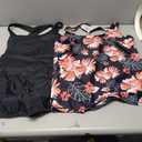 Aleumdr Womens Athletic 3 Piece Tankini Swimsuits with Shorts Swim Tank Tops with Sports Bra and Boyshorts Bathing Suits (Black, L)