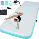 VEVOR Gymnastics Air Mat, Inflatable Track with Electric Pump, Training Mats for Home Use/Gym/Yoga/Cheerleading/Beach/Park/Water (10ft*3.3ft*4in(3*1*0.1m), Mint Green)