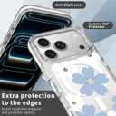 Magnetic Case for iPhone 17 Pro Design On Clear Base, Compatible with MagSafe, Slim Protective Soft TPU Bumper Phone Cover Women Girls Case-Cute Blue Flower Garden