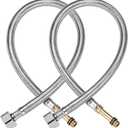 uxcell Faucet Supply Line Connector G1/2 Female x M10 Male 16 Inch Length 304 Stainless Steel Hose 2Pcs