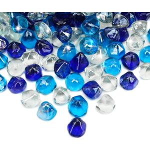 Skyflame 10-Pound Blended Fire Glass Diamonds for Fire Pit Fireplace Landscaping, 1/2 Inch Cobalt Blue, Crystal Ice, Caribbean Blue Luster (Cobalt Blue, Crystal Ice, Caribbean Blue) Skyflame 10-Pound Blended Fire Glass Diamonds for Fire Pit Fireplace Landscaping, 1/2 Inch Cobalt Blue, Crystal Ice, Caribbean Blue Luster (Cobalt Blue, Crystal Ice, Caribbean Blue)
