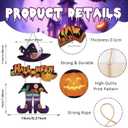 Halloween Witch Legs Hat Wooden Hanging Sign, Trick Or Treat Door Decor, Spooky Ghost Decor, 11.42X11.42 inch, Wood (Colourful Magic Hat)