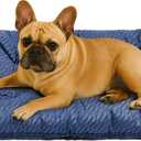 FUNNY FUZZY 2 in 1 Dog Bed Crate Pad Mat, Washable Reversible Pet Floor Mats,Fluffy Kennel Pad for Small Large Sized Dog,Indoor Cats,Sleeping Mattress, 29.9"  18.9", Midnight Blue (30"19" Medium)