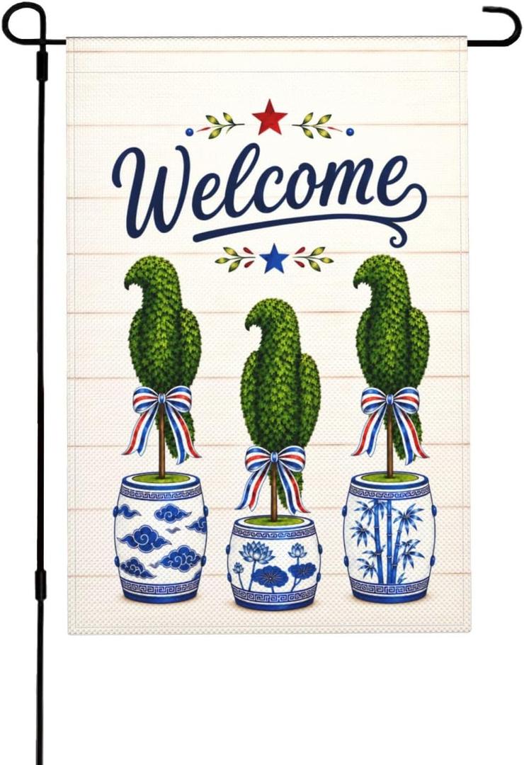 12x18 Inch Topiary Chinoiserie Eagle Garden Flag Double Sided Outdoor Welcome Yard Decor For Porch Patio Lawn Farmhouse Home Flag