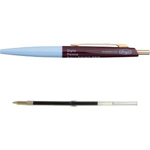 MARK'STYLE days Mini 0.5mm Black Gel Ink Retractable Ballpoint Pen – Quick-Drying, Stylish Retro Design, Compact 3.9" Portable Size for Planners & Notebooks (Blue x Brown)