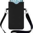 HAQuke Men Women Phone Sleeve Pouch Case Bag with Crossbody Strap/Neck Lanyard for iPhone 17/16/15 Pro Max, Air, 16/15 Plus, 16e; Black