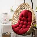 Thick Egg Chair Cushion Replacement, Button Tufted Outdoor Swing Chair Cushion with High Elasticity PP Cotton and Skin-Friendly Fabric, Hanging Cushion for Patio Porch Furniture (Only Cushion)