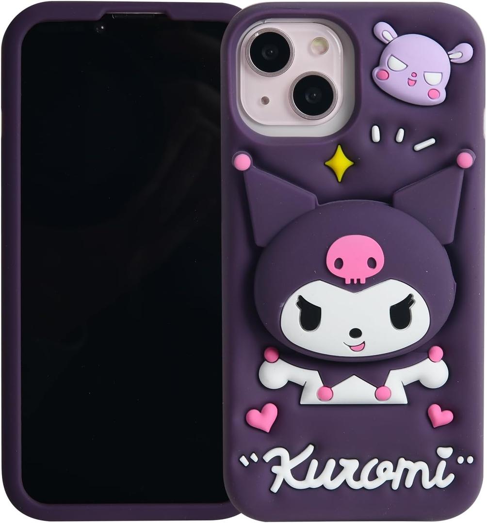 Cartoon Case for iPhone 15 Plus / 14 Plus 6.7", Fashion Cute 3D Cute Kitty Kawaii Soft Silicone Animal tective Gel Shockof Gel Back Cover for Kids Women Girls Boys (Kurom)