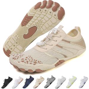 Hike Barefoot Shoes Women Men Pro Water Footwear Wide Toe Box Non-Slip Unisex Athletic Outdoor Running Shoes (Fm003-beige, Size 8)