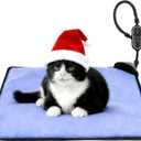 Cat & Dog Heating Pad - 3 Timer and 3 Level Temperature Smart Sensor Electric Pet Heating Pad with Chew Resistant Cord, Indoor Outdoor Warm Heated Bed for Dogs Cats - 17.7x17.7 (purple)