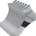 Men's Activewear Ankle Socks 6 Pairs, Men's Running Socks Low Cut Compression Running Sock with Ankle Support (Grey)