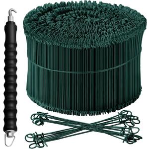 1001 Pcs Double Loop Rebar Wire Bar Ties 6 Inch 16 Gauge Rebar Wire with Automatic Twister Tying Tool for Securing(Green)