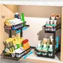 2 Pack L-Shaped Under Sink Organizer,2 Tier Slide Out Sink Shelf Cabinet Storage Shelves, Under Sink Storage for Kitchen Bathroom Cabinet, Pull Out Cabinet Organizer,Black