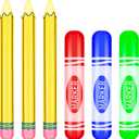 27 Inch Gaint Inflatable Marker Balloons with 44 Inch Inflatable Gaint Pencils Balloons Blow up Balloon Set for Back to School Home Office Party Decor Photo Prop (6Pcs)