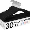 SONGMICS Velvet Hangers 30 Pack, Non-Slip Clothes Hangers with Shoulder Notches, Pants Bar, 360 Swivel Hook, Space-Saving, for Closet, Ink Black UCRF029B03