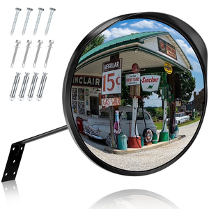 Angooni 12" Adjustable Wide Angle View Security Mirror, Acrylic Convex Traffic Mirror for Driveway, Park, Garage (Supports Indoor and Outdoor)